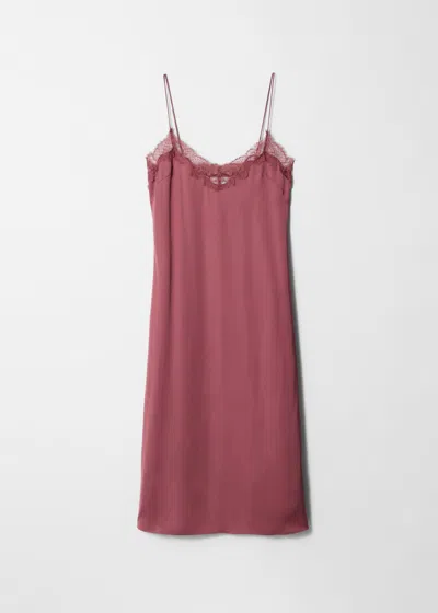 & Other Stories Satin Slip Midi Dress In Pink