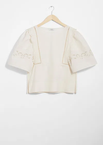 & Other Stories Scalloped Blouse In White