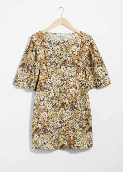 & Other Stories Scalloped Mini Dress In Yellow