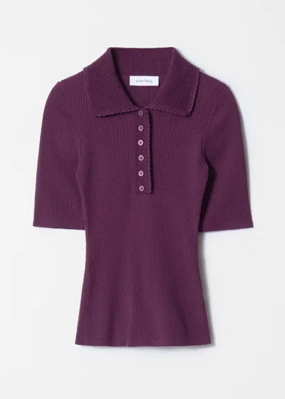 & Other Stories Scalloped Rib-knit Top In Purple