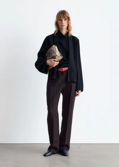 & Other Stories Scarf-detail Satin Blouse In Black