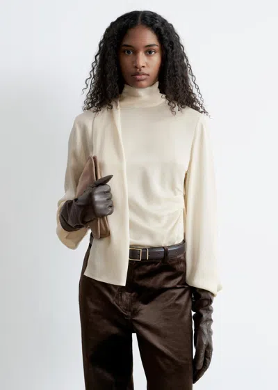 & Other Stories Scarf-detail Satin Blouse In Neutral