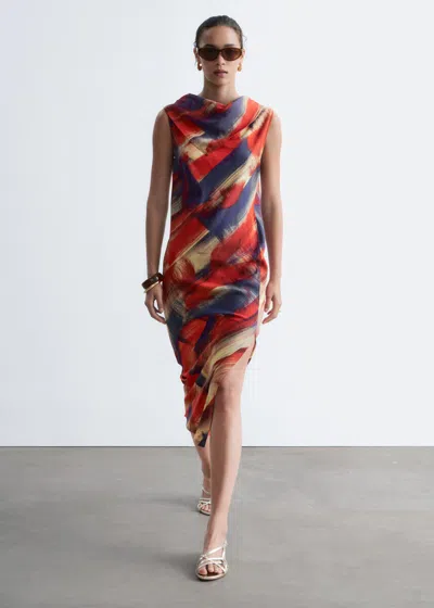 & Other Stories Scarf-detail Midi Dress In Red
