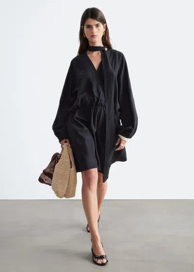 & Other Stories Scarf-detail Wrap Mini Dress In Multi