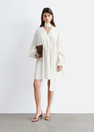 & Other Stories Scarf-detail Wrap Mini Dress In White