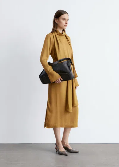 & Other Stories Scarf-neck Midi Dress In Brown