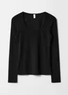 & Other Stories Scoop-neck Long-sleeve Jersey Top In Black