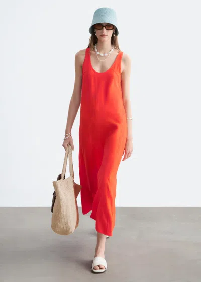 & Other Stories Scoop-neck Midi Dress In Orange
