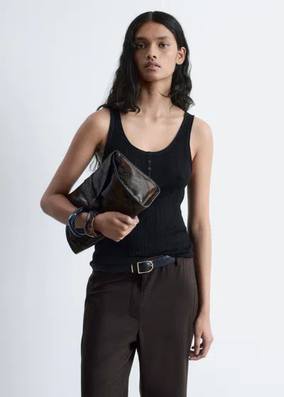 & Other Stories Scoop-neck Rib-knit Tank Top In Black