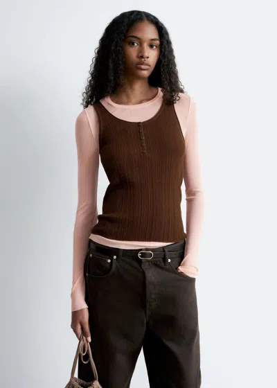 & Other Stories Scoop-neck Rib-knit Tank Top In Brown
