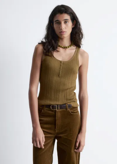 & Other Stories Scoop-neck Rib-knit Tank Top In Green