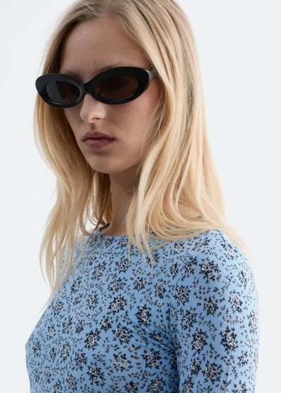 & Other Stories Sculpted Oval Sunglasses In Black
