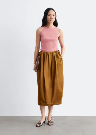 & Other Stories Sculpted Satin Midi Skirt In Brown