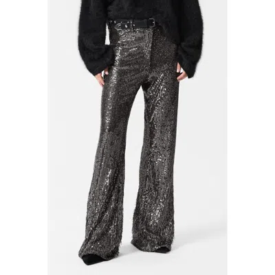 & Other Stories Sequin Flared Pants In Grey Dark