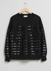 & Other Stories Sequin-stripe Knit Sweater In Black