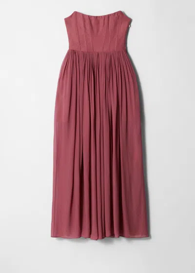 & Other Stories Sheer Corset Maxi Dress In Pink