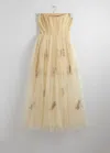 & Other Stories Sheer Corset Midi Dress In Beige