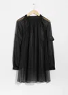 & Other Stories Sheer Mini Dress In Black