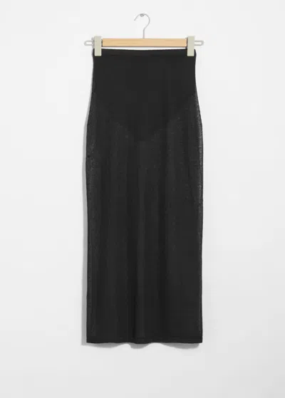 & Other Stories Sheer Pencil Midi Skirt In Black