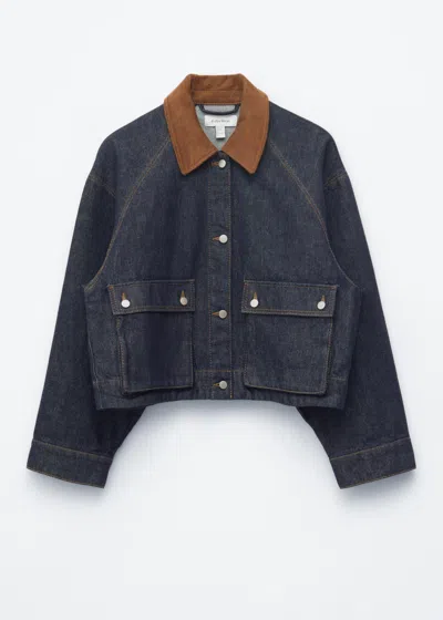 & Other Stories Short Cord-collar Denim Jacket In Blue