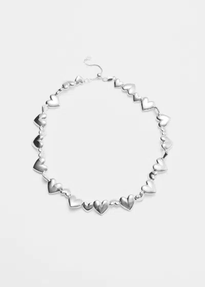 & Other Stories Short Heart Necklace In Silver