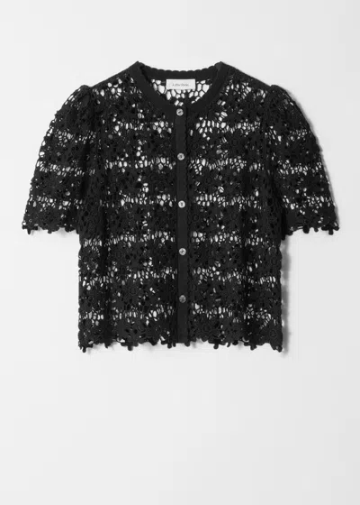 & Other Stories Short-sleeve Crochet Cardigan In Black