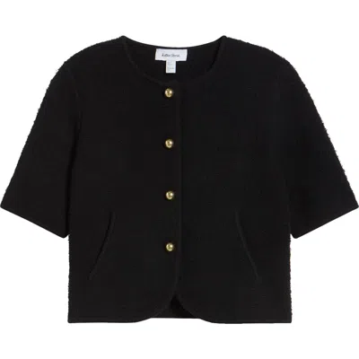 & Other Stories Short Sleeve Crop Cardigan In Black Dark