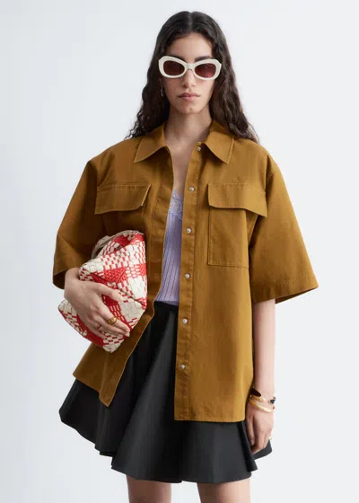& Other Stories Short-sleeve Cotton Shirt In Brown