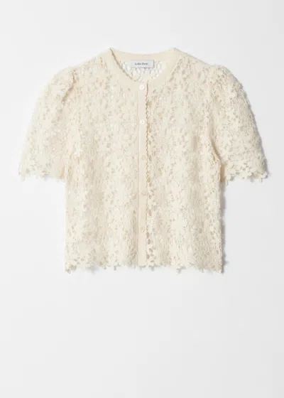& Other Stories Short-sleeve Crochet Cardigan In White