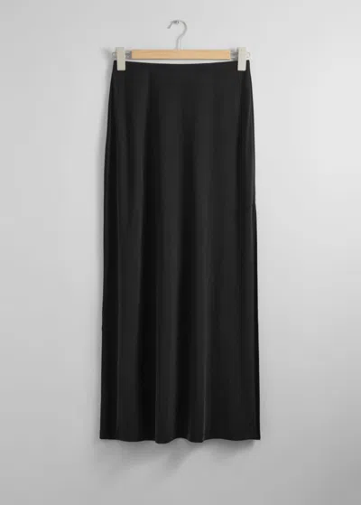& Other Stories Side-slit Midi Skirt In Black