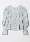 & Other Stories Silk-blend Jacquard Blouse In Turquoise