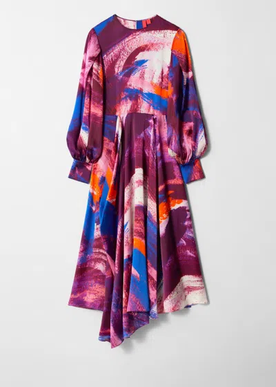 & Other Stories Silk Print Maxi Dress In Pink