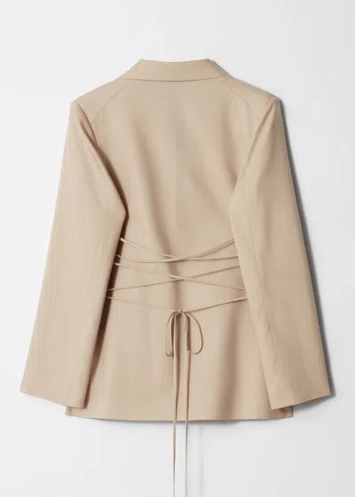& Other Stories Single-breasted Lace-up Blazer In Beige