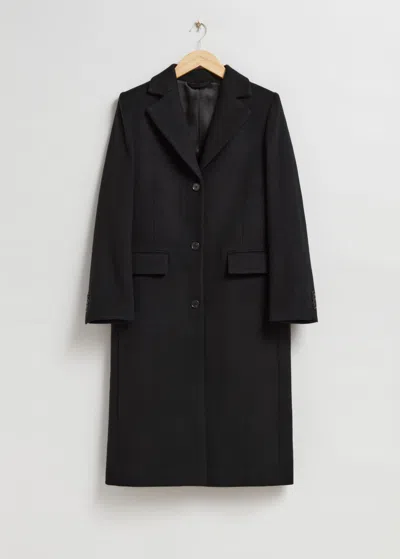 & Other Stories Single-breasted Wool Coat In Black