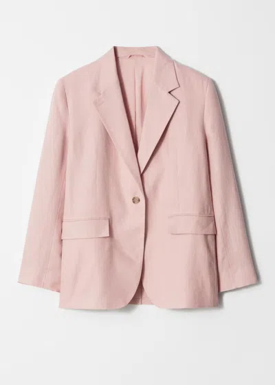 & Other Stories Single-breasted Linen Blazer In Pink
