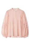 & Other Stories Sissi Embroidered Detail Long Sleeve Button-up Shirt In Orange