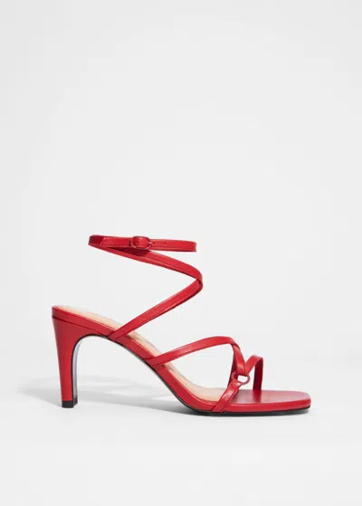 & Other Stories Sleek Leather Sandals In Red