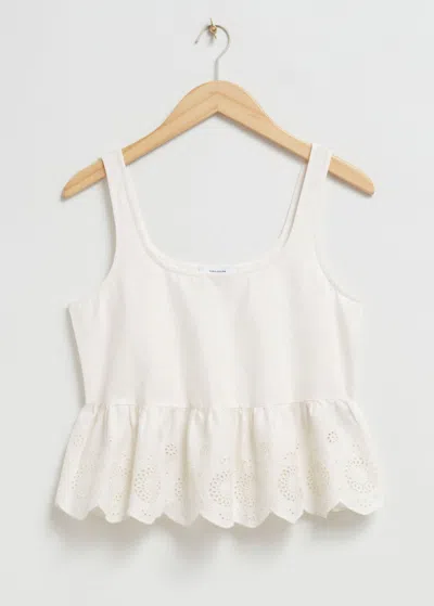 & Other Stories Sleeveless Broderie Anglaise Top In White