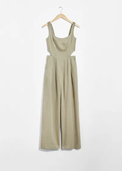 & Other Stories Sleeveless Cut-out Jumpsuit In Green