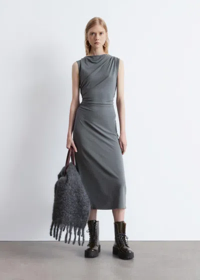 & Other Stories Sleeveless Draped Midi Dress In Gray