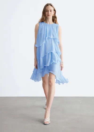 & Other Stories Sleeveless Frill Mini Dress In Blue