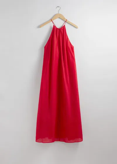 & Other Stories Sleeveless Halterneck Midi Dress In Red