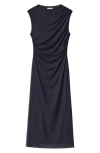 & Other Stories Sleeveless Mesh Dress In Blue Dark