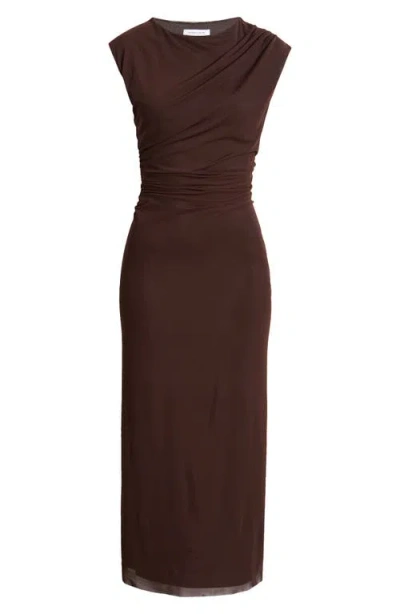 & Other Stories Sleeveless Mesh Dress In Brown Dark
