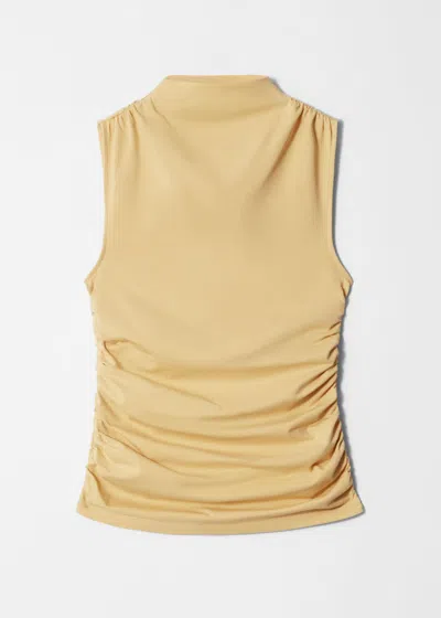 & Other Stories Sleeveless Supersoft Draped Jersey Top With High Neck In Neutral