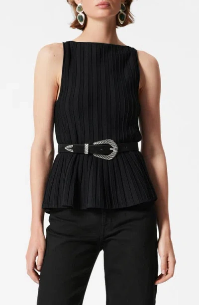 & Other Stories Sleeveless Peplum Rib Top In Black