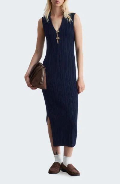 & Other Stories Sleeveless Rib Midi Sweater Dress In Blue