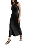 & Other Stories Sleeveless Satin Midi Dress In Black Dark