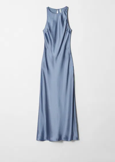 & Other Stories Sleeveless Satin Midi Dress In Blue