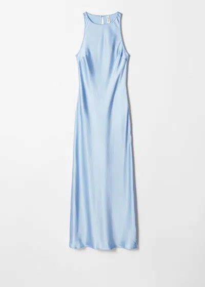 & Other Stories Sleeveless Satin Midi Dress In Blue